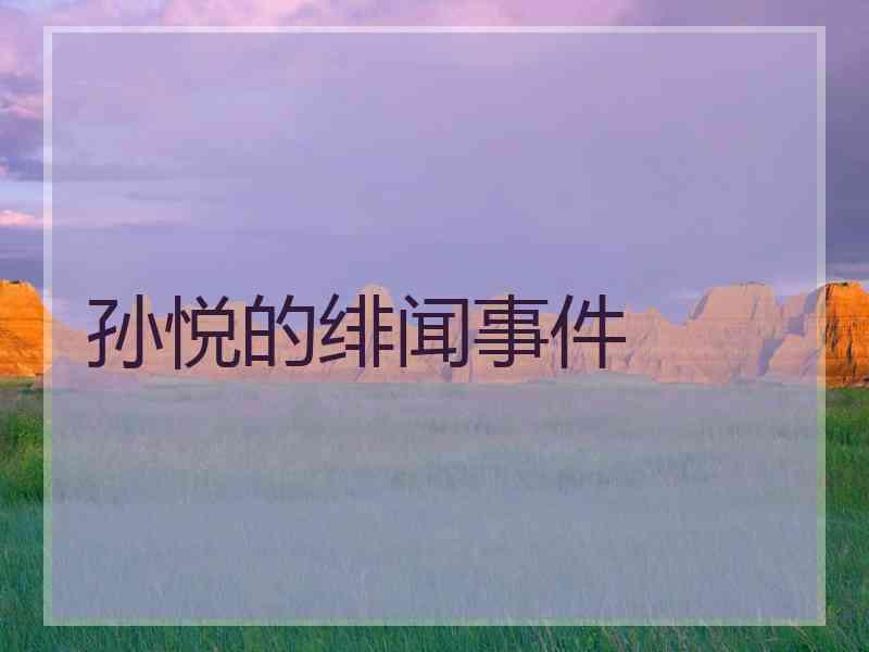 孙悦的绯闻事件