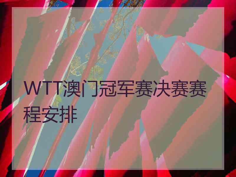 WTT澳门冠军赛决赛赛程安排