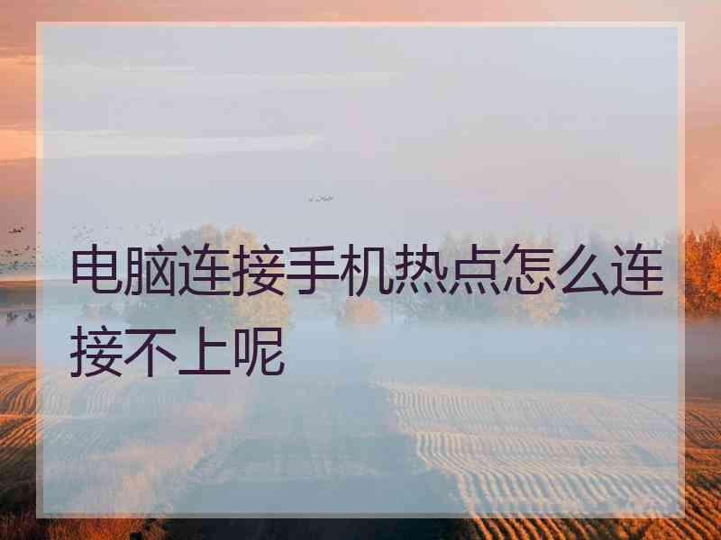 电脑连接手机热点怎么连接不上呢