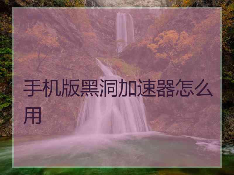 手机版黑洞加速器怎么用
